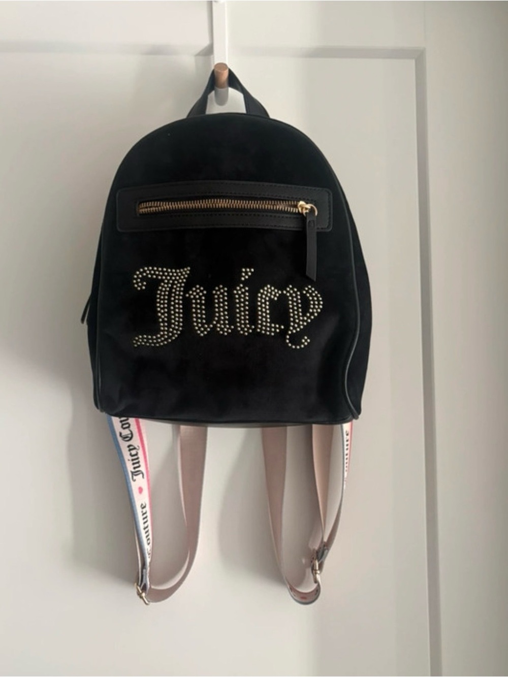 NWOT Juicy Couture Black Velvet Logo Mini Backpack